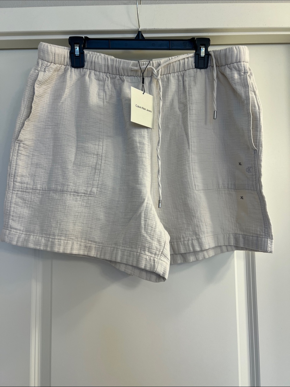 Calvin Klein Light Cream Drawstring Athletic Shorts